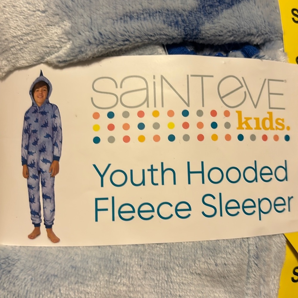 NWT Saint Eve Youth Hoodie Fleece Sleeper Size S (7/8) Blue Shark NWT